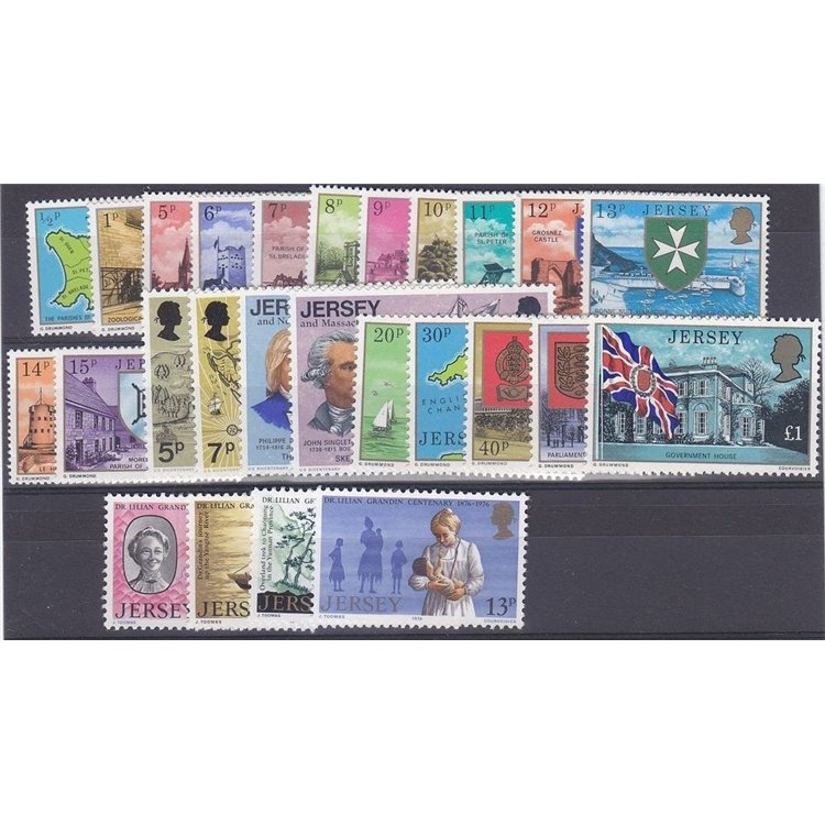 JERSEY 1976 Annata completa 26v MNH**