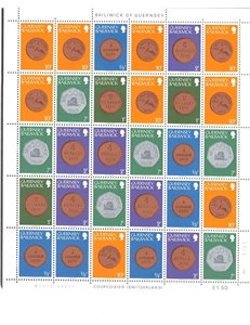 GUERNSEY 1979 Serie ordinaria, monete 1 Minifoglio di 30v MNH**