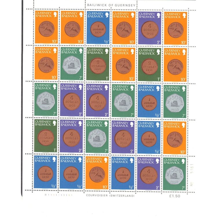 GUERNSEY 1979 Ordinary series, coins 1 Sheetlet of 30v MNH**