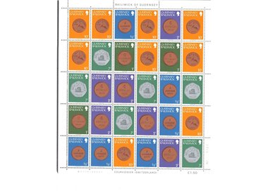 GUERNSEY 1979 Serie ordinaria, monete 1 Minifoglio di 30v MNH**