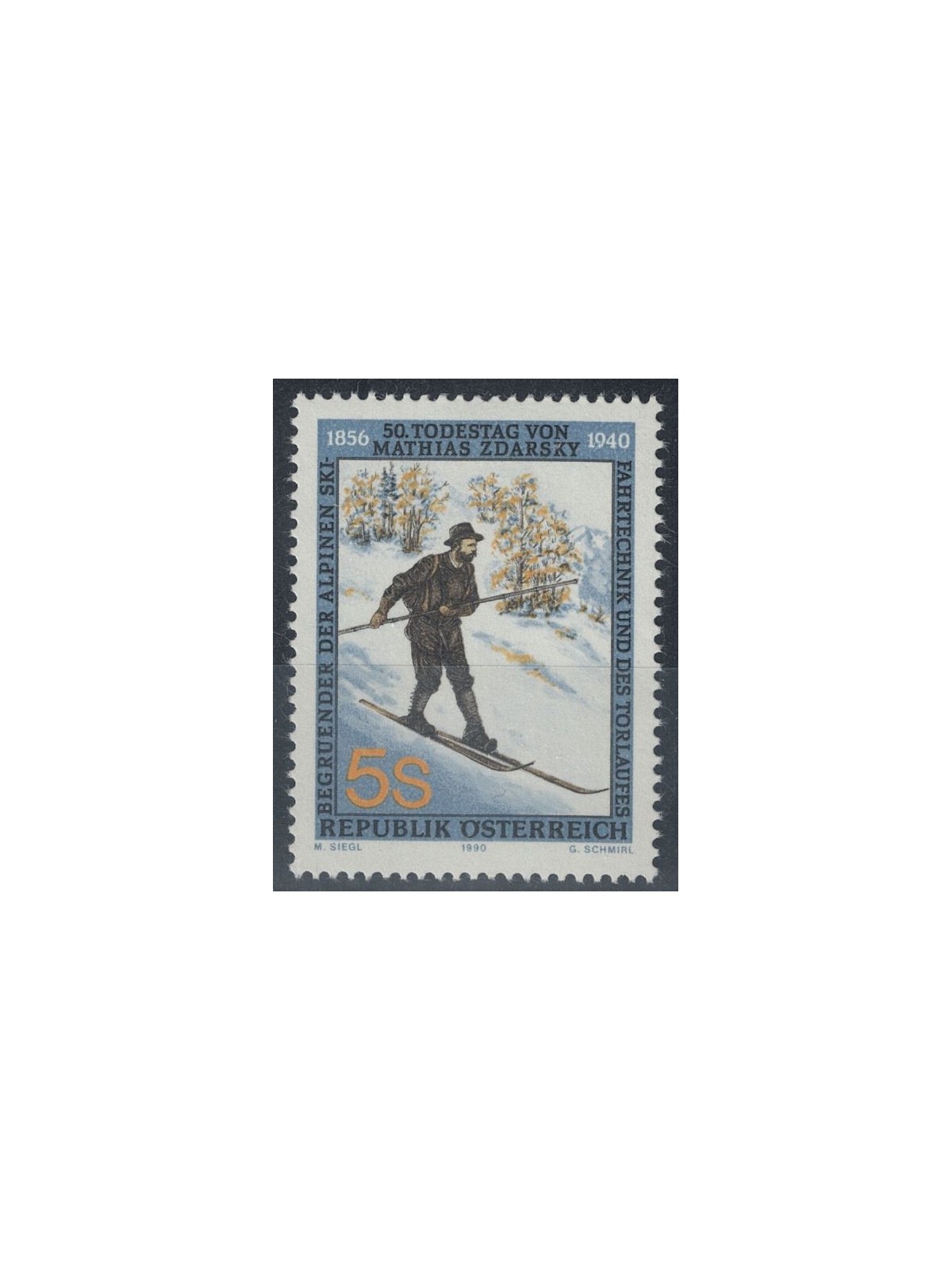 AUSTRIA 1990 Mathias Zdarsky MNH**