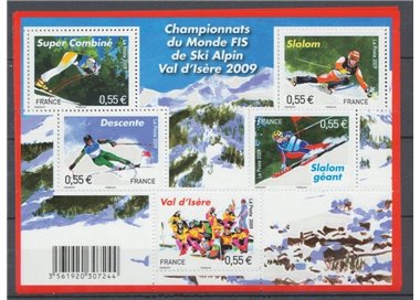 FRANCIA 2009 Mondiale di sci alpino BF MNH**