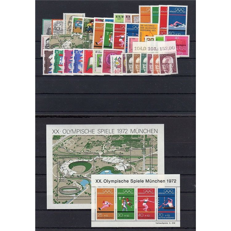 GERMANY BRD 1972 Complete Vintage 43v + 2 s/s MNH**
