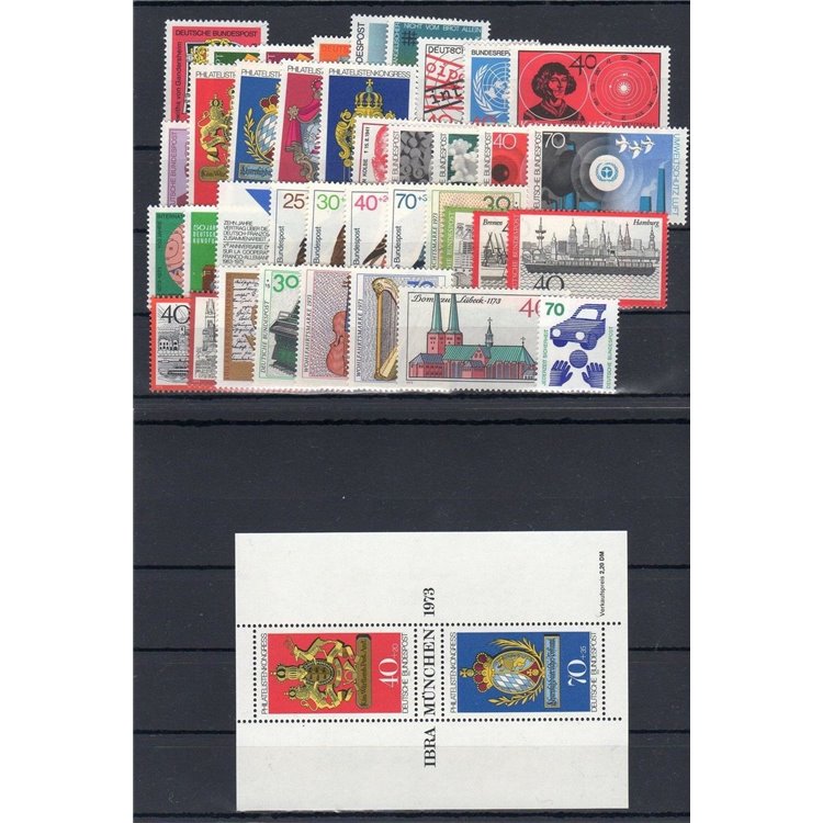 GERMANY BRD 1973 Complete Vintage 39v + 1 s/s MNH**
