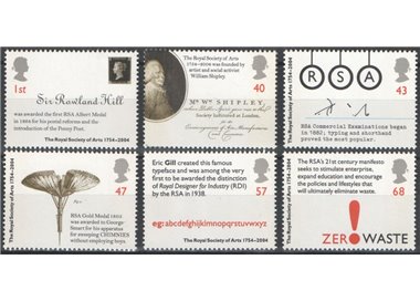 GREAT BRITAIN 2004 Royal Society of Arts 6v MNH**