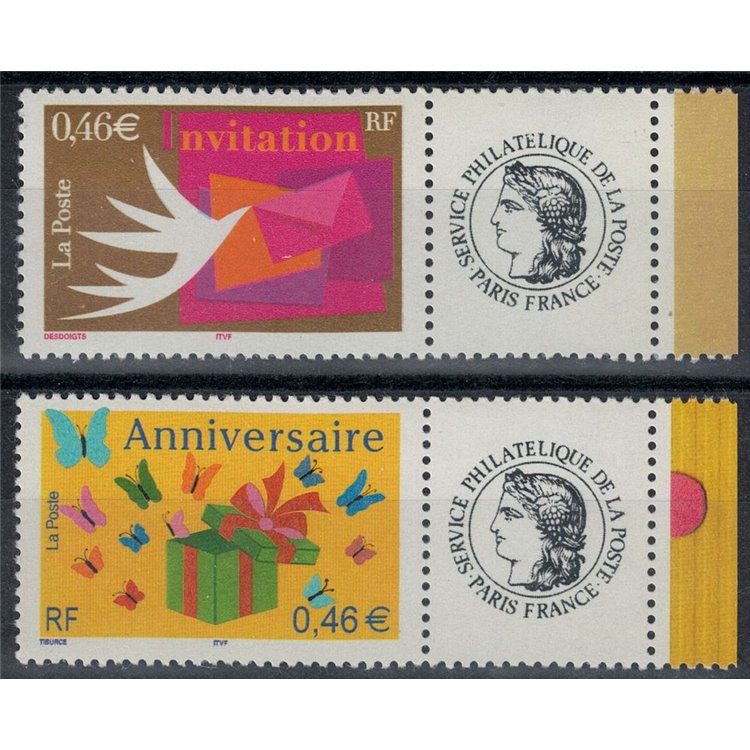 FRANCE 2002 Greeting stamps (from m/s) 2v MNH**
