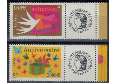 FRANCIA 2002 Francobolli augurali (da MF) 2v MNH**