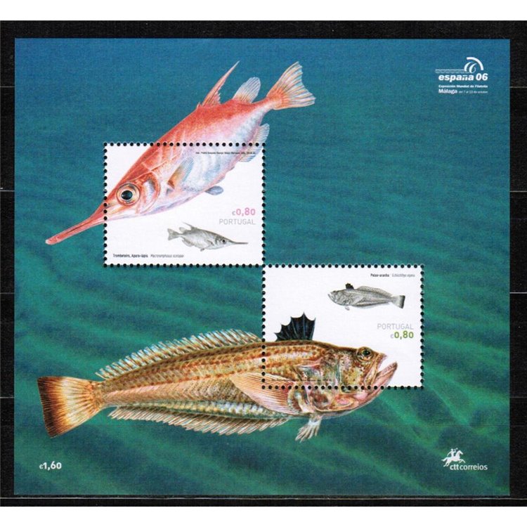 PORTOGALLO 2006 Pesci delle coste portoghesi 2 BF MNH**