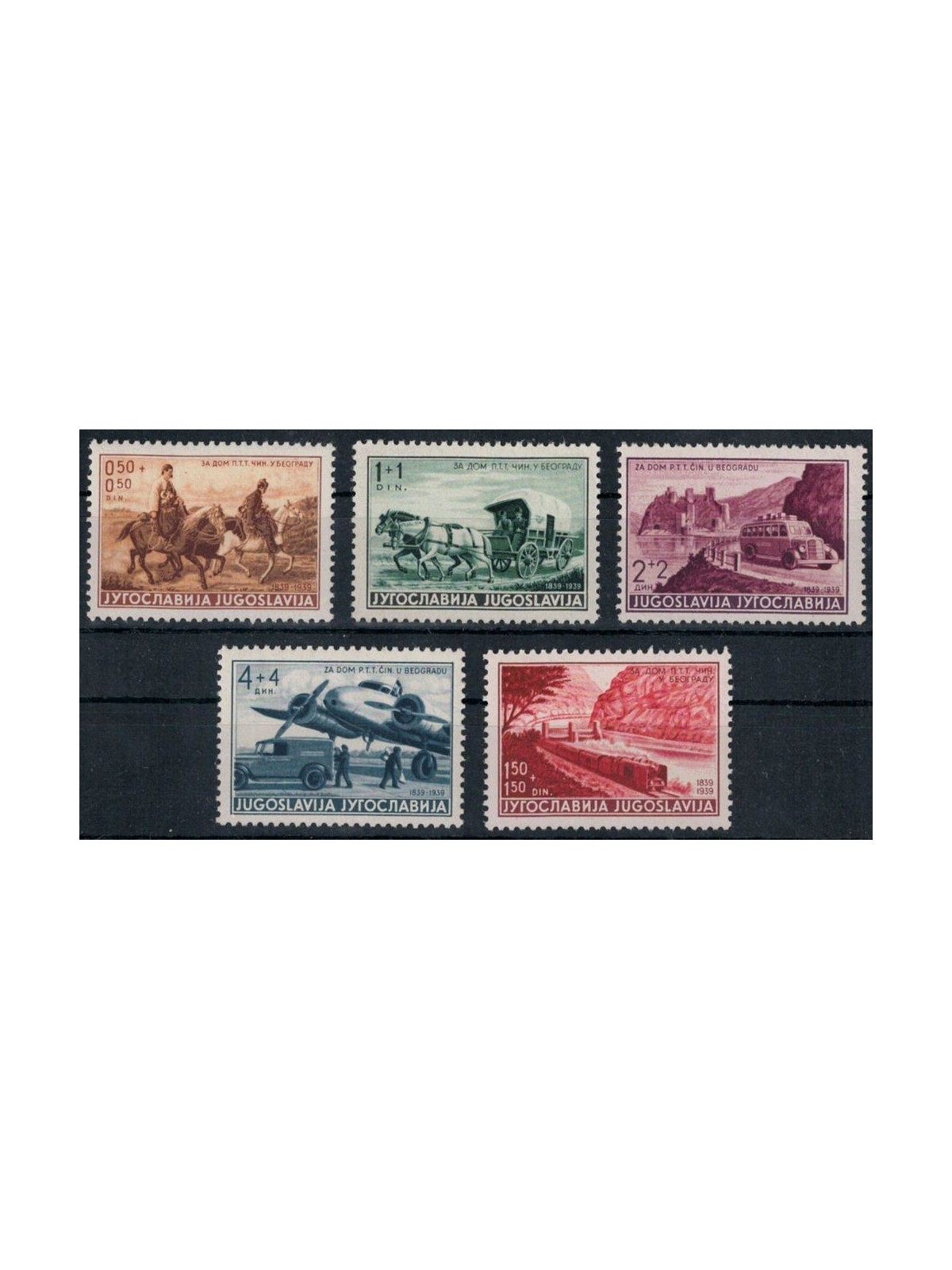 YUGOSLAVIA 1939 Centenary of the Post Office 5v MNH**