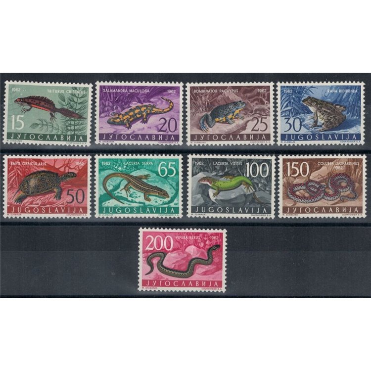 JUGOSLAVIA 1962 Fauna jugoslava, rettili e anfibi 9v MH*
