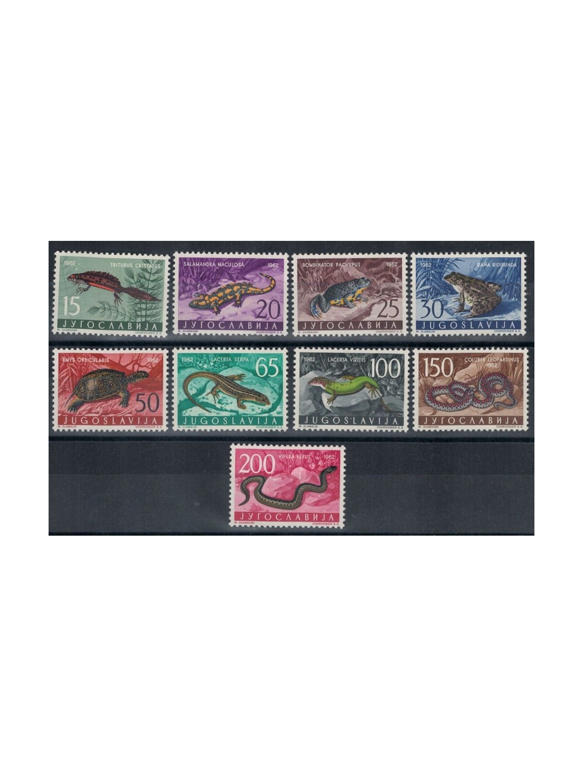 YUGOSLAVIA 1962 Yugoslav fauna, reptiles and amphibians 9v MH*