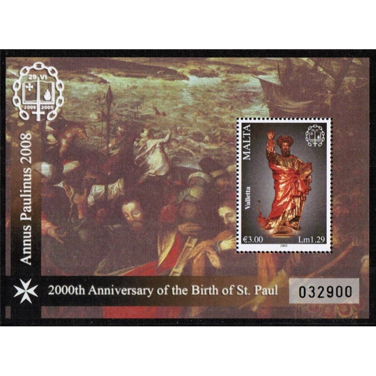 MALTA 2008 Anno Paolino 1 BF MNH**