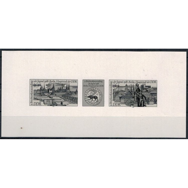 GERMANY GDR 1986 Youth stamp exhibition - Black proof