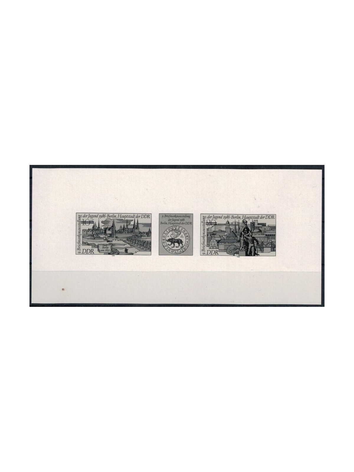 GERMANY GDR 1986 Youth stamp exhibition - Black proof