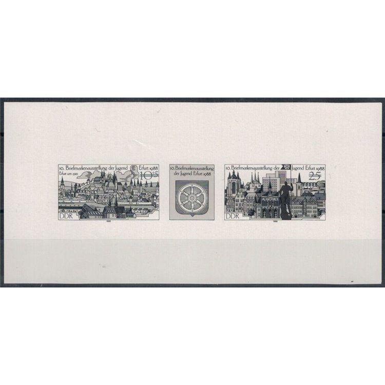 GERMANY GDR 1988 Youth stamp exhibition, Erfurt - Black proof