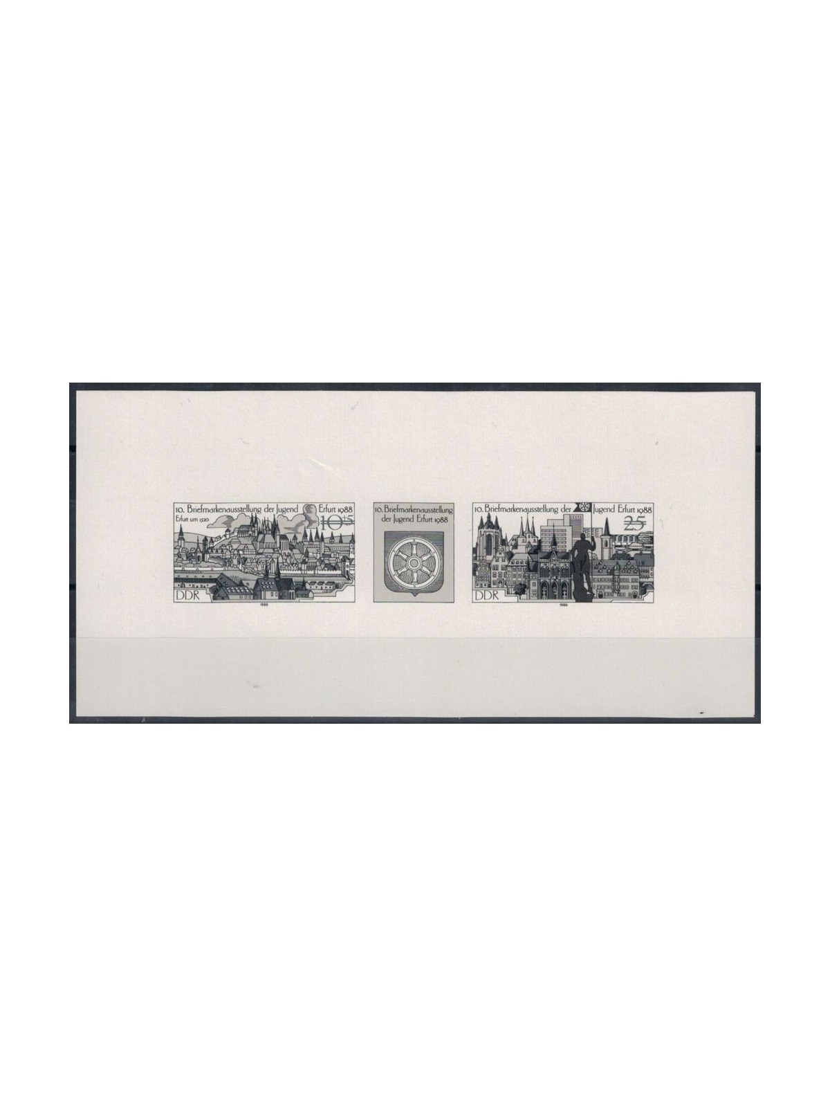 GERMANIA DDR 1988 Esposizione filatelica della gioventù, Erfurt - Prova in nero