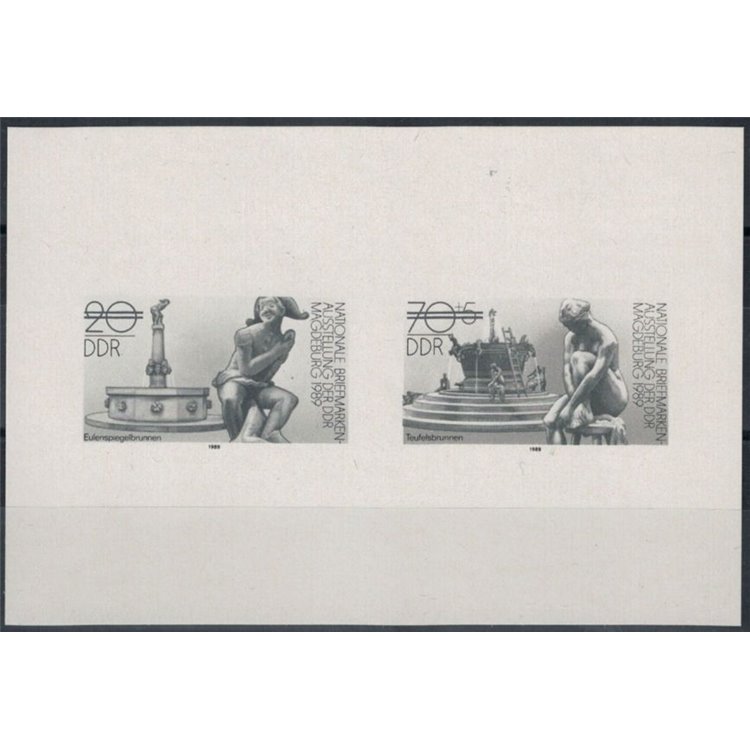 GERMANY GDR 1989 Philatelic exhibition, Magdeburg - Black proof