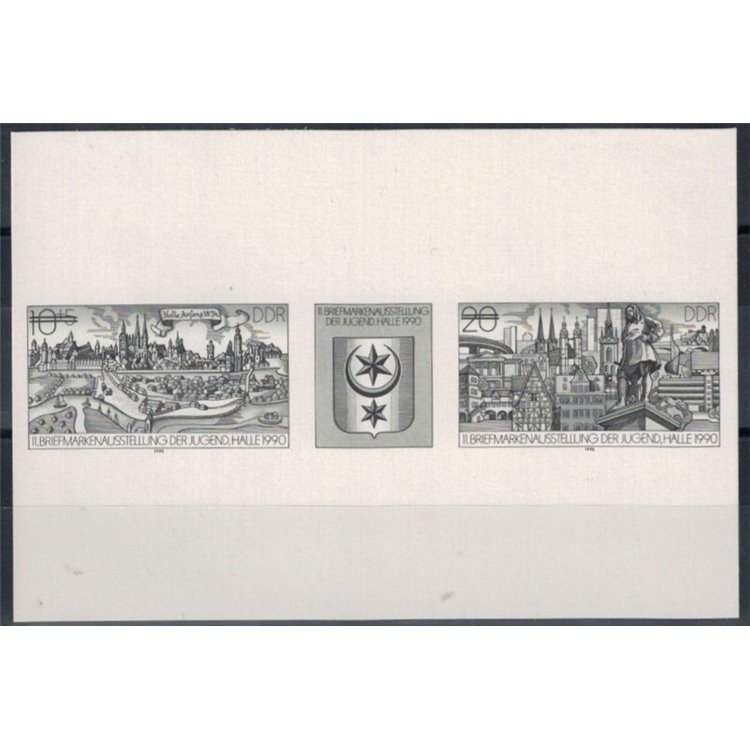 GERMANY GDR 1990 Youth philatelic exhibition, Halle - Black proof