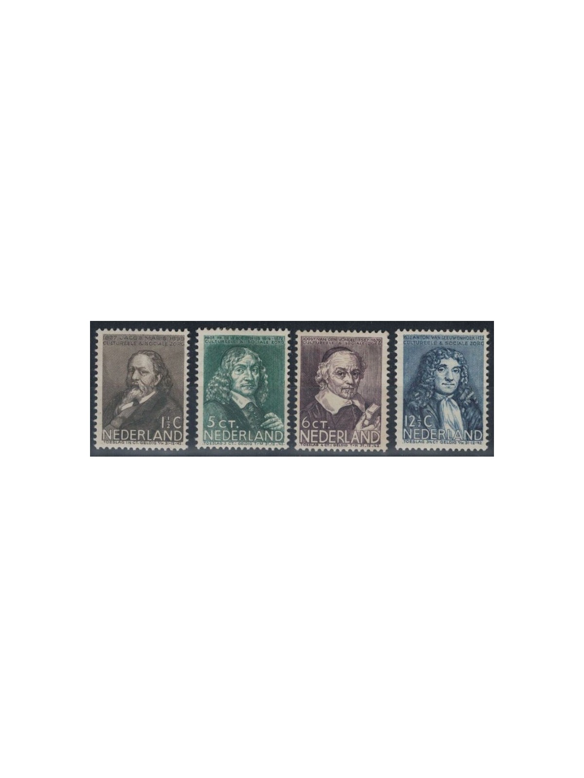 NETHERLANDS 1937 Charity, summer series, illustrious men 4v MH*