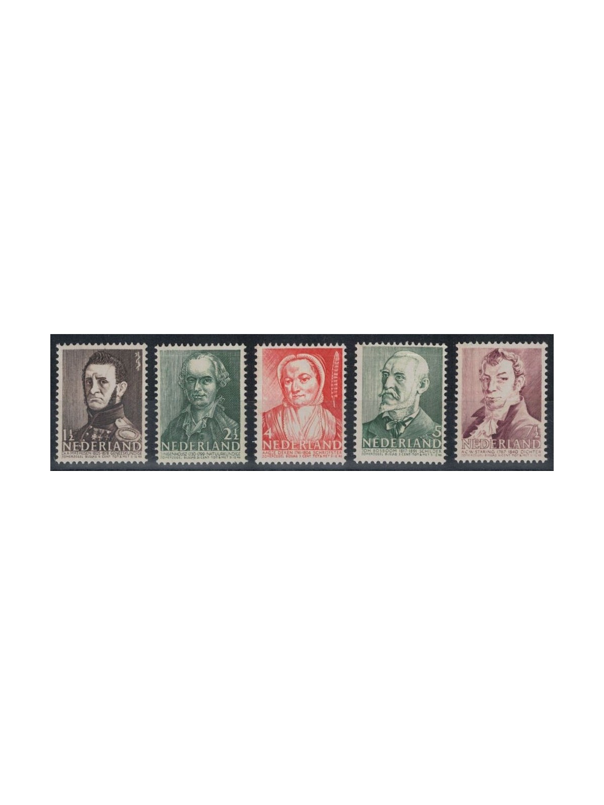 NETHERLANDS 1941 Charity, summer series, illustrious men 5v MNH**