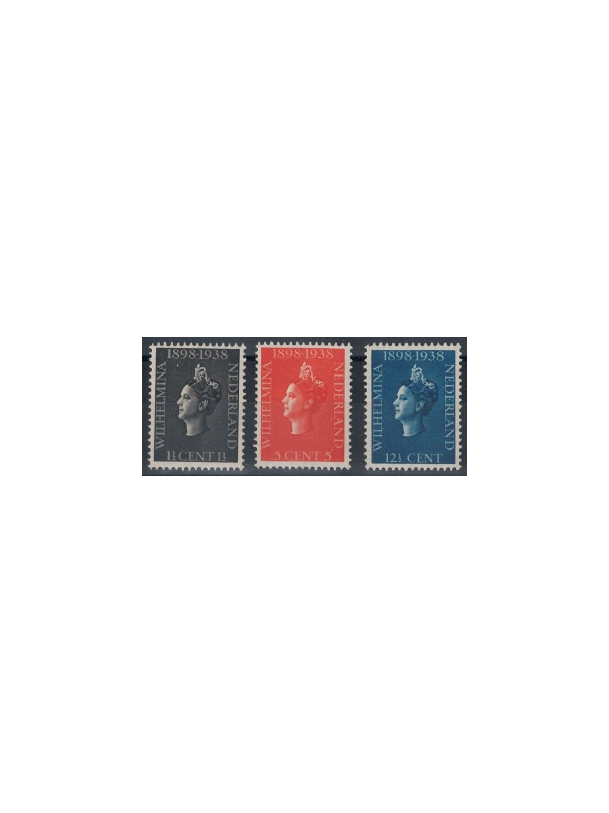 NETHERLANDS 1938 40th coronation of Queen Wilhelmina 3v MNH**