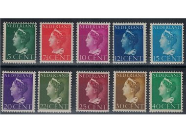 HOLLAND 1940 Ordinary series, Queen Wilhelmina 10v MNH**