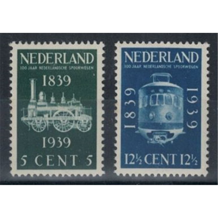 OLANDA 1939 Centenario delle ferrovie olandesi 2v MNH**