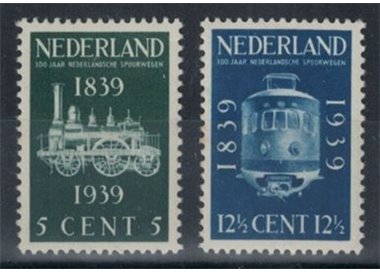 NETHERLANDS 1939 Centenary of the Dutch Railways 2v MNH**