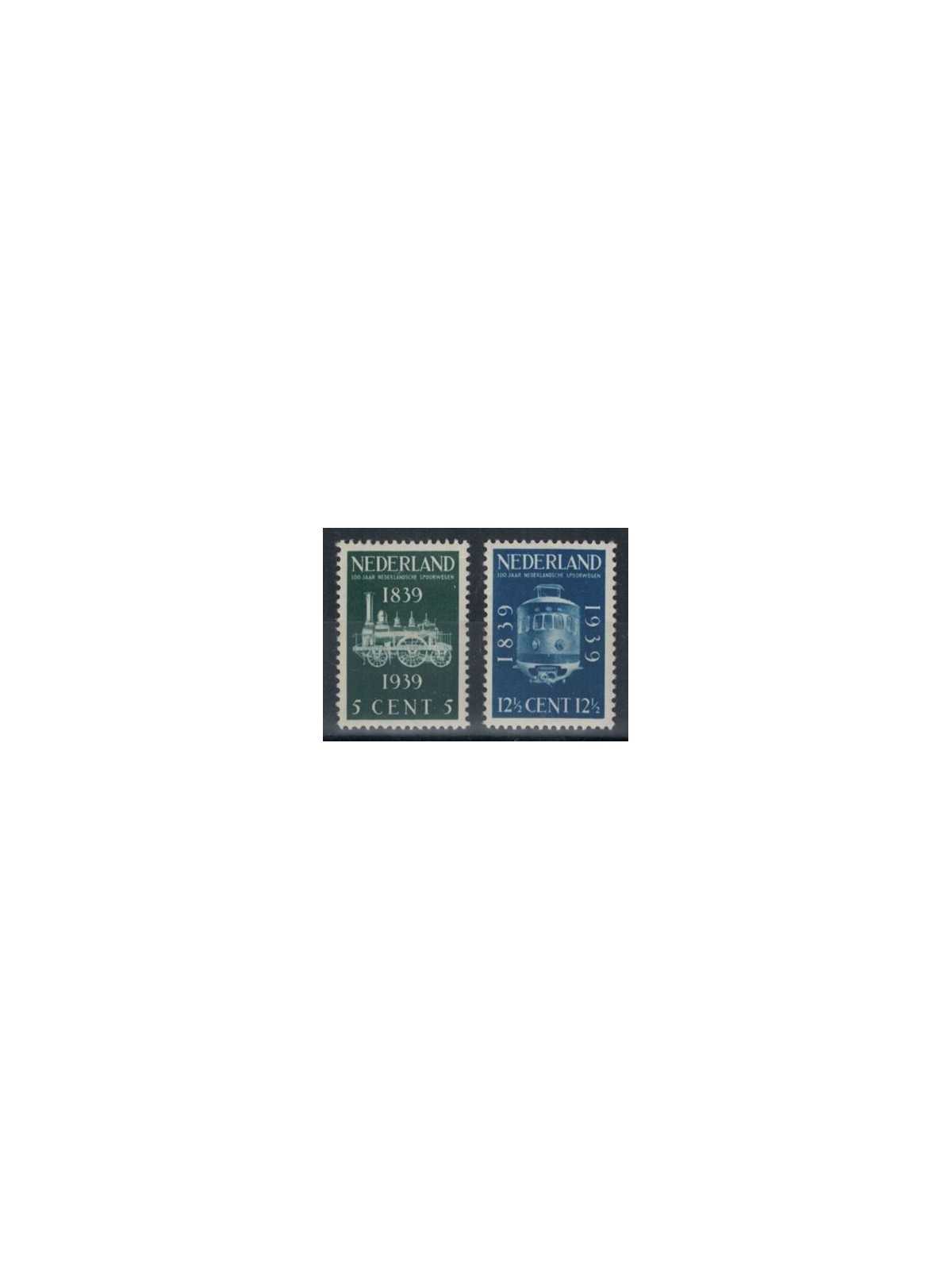 OLANDA 1939 Centenario delle ferrovie olandesi 2v MNH**