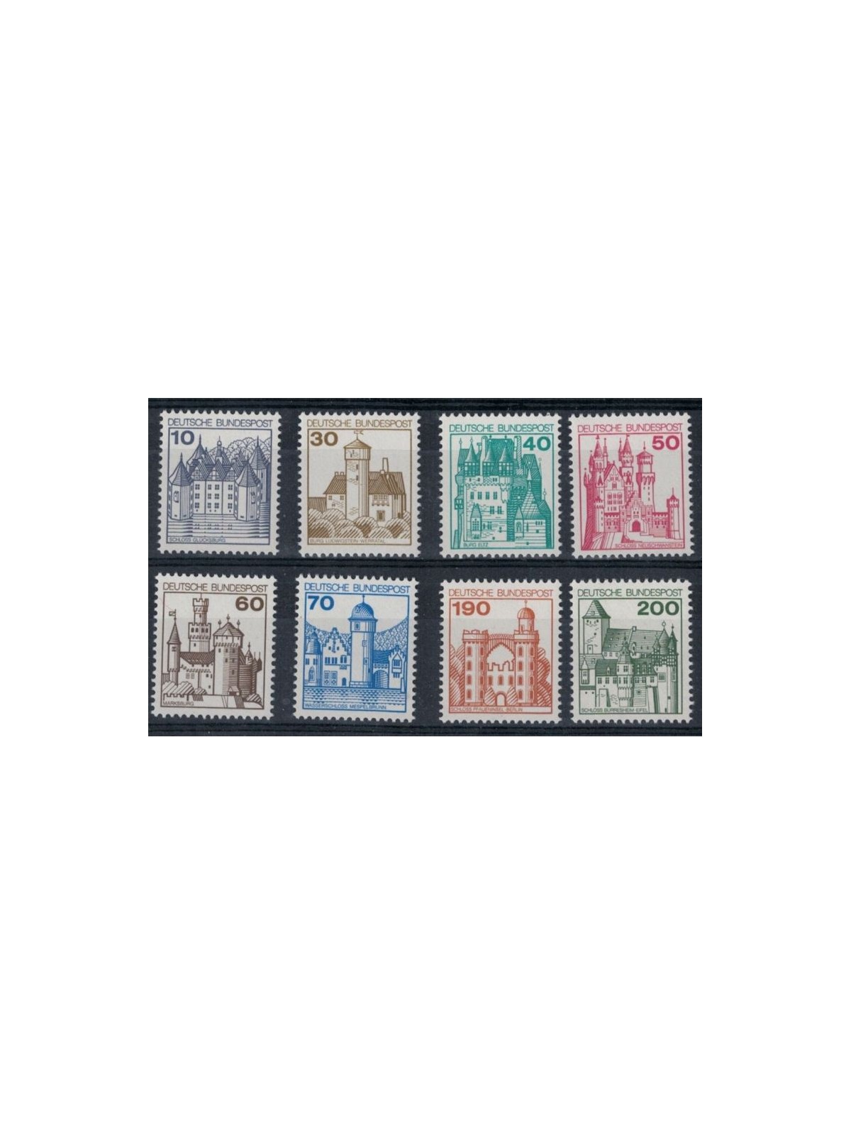 GERMANY BRD 1977 Ordinary set, castles and fortresses 8v MNH**