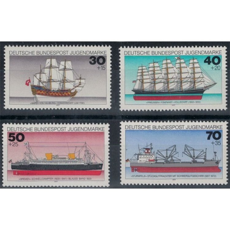 GERMANIA BRD 1977 Pro gioventù, navi tedesche 4v MNH**