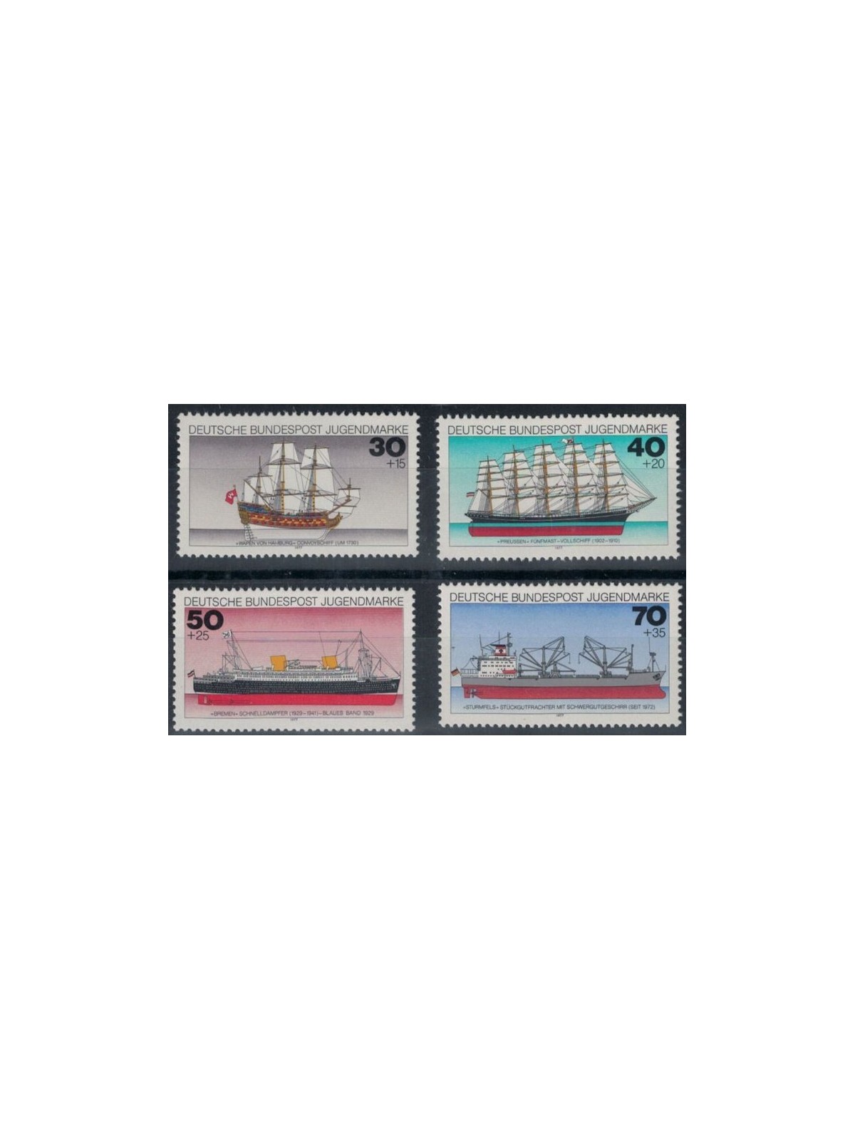 GERMANIA BRD 1977 Pro gioventù, navi tedesche 4v MNH**