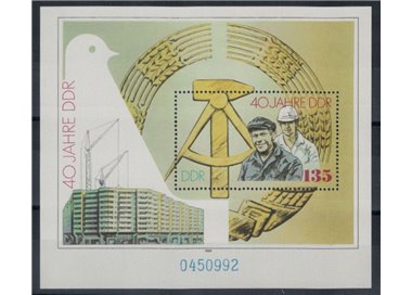 GERMANY DDR 1989 40th Anniversary of the Nation 1 s/s MNH**