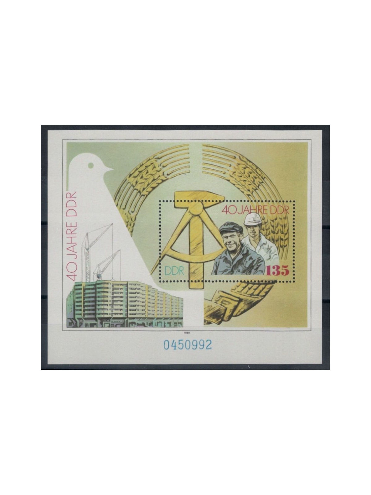 GERMANIA DDR 1989 40° Anniversario della Nazione 1 BF MNH**