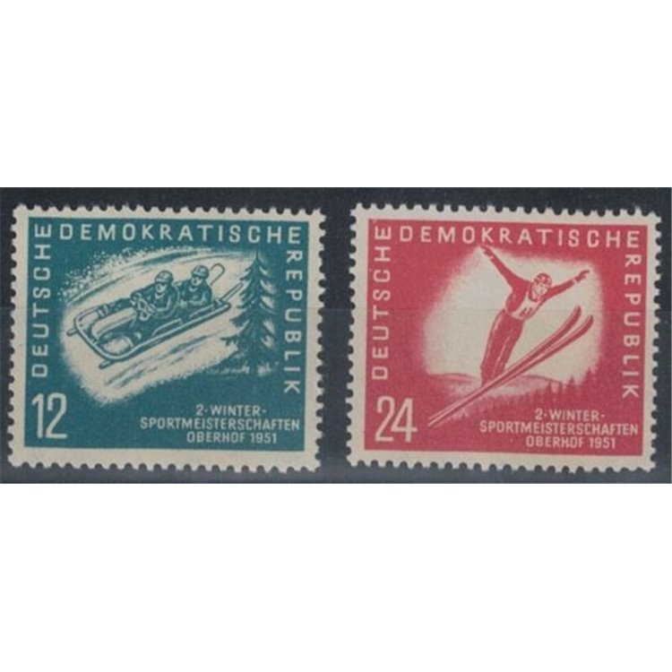 GERMANY DDR 1951 Winter Sports 2v MNH**