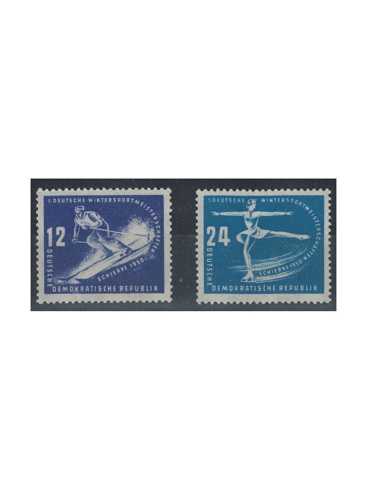 GERMANY DDR 1950 Winter Sports 2v MNH**