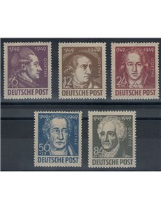 GERMANIA (OCC. SOVIETICA) 1949 Bicentenario Goethe 5v MNH**