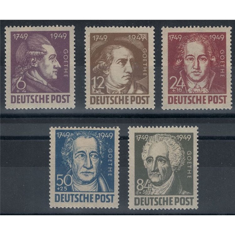GERMANY (SOVIET WORLD) 1949 Goethe Bicentenary 5v MNH**