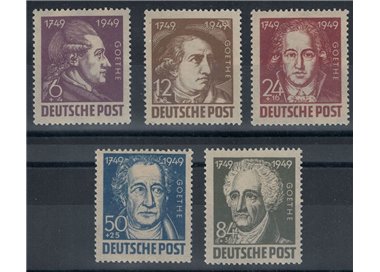 GERMANY (SOVIET WORLD) 1949 Goethe Bicentenary 5v MNH**