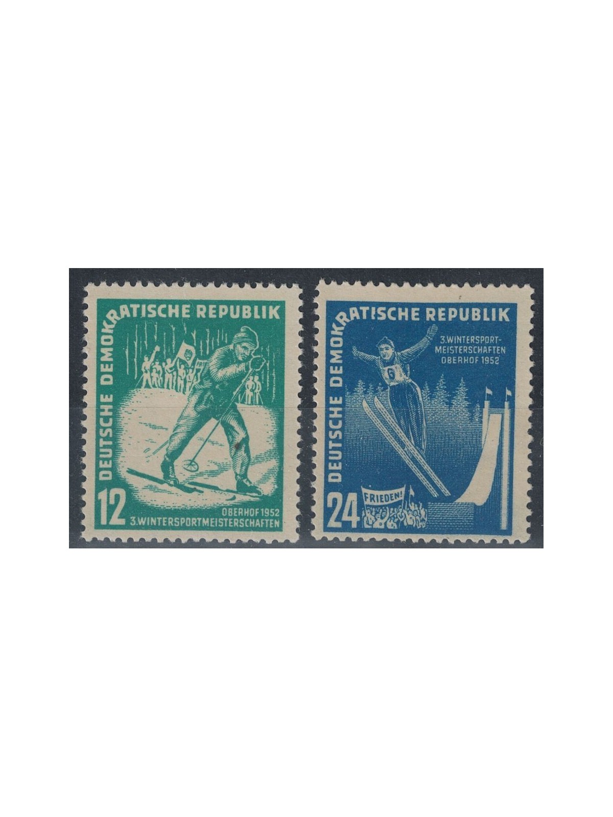 GERMANY DDR 1952 Winter Sports 2v MNH**