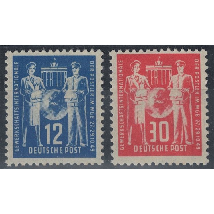 GERMANIA DDR 1949 Sindacati dei lavoratori postali 2v MNH**