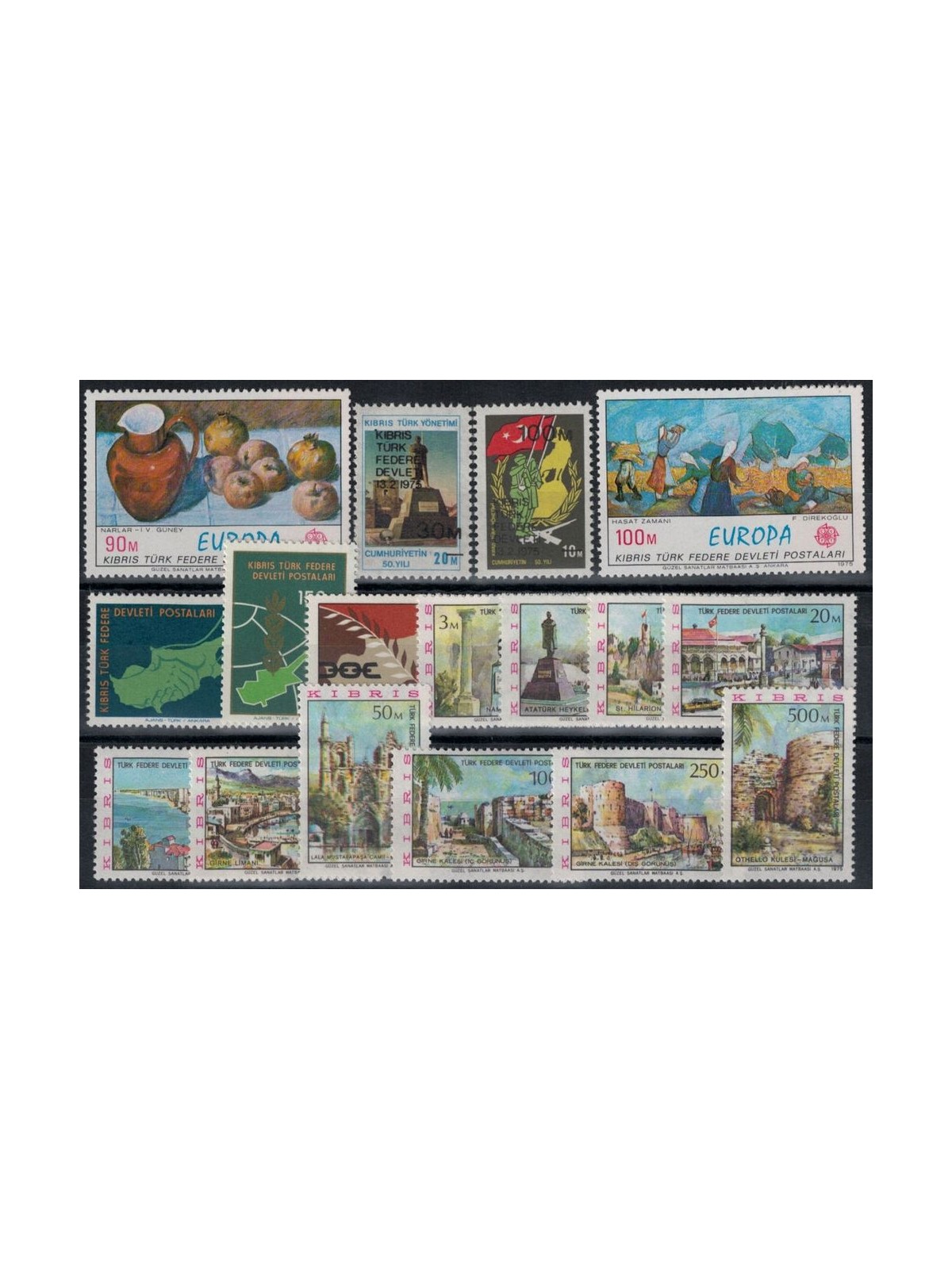 TURKISH CYPRUS 1975 Complete year 17v MNH**