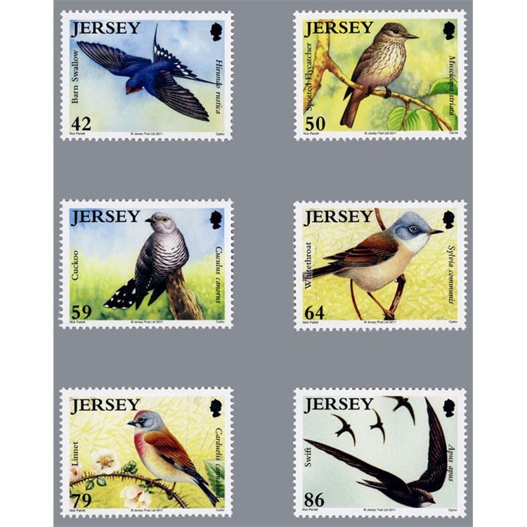JERSEY 2011 Uccelli migratori - Birdlife 6v