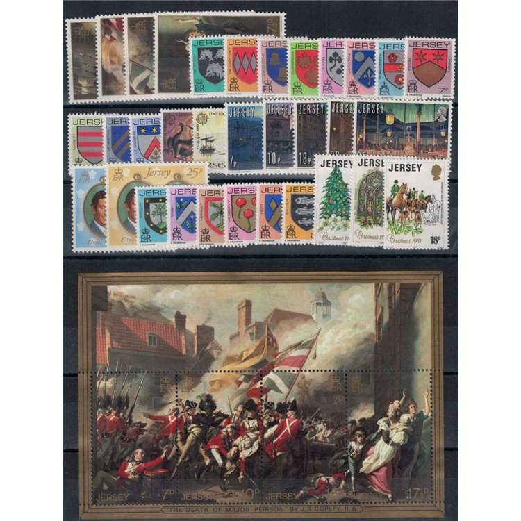 JERSEY 1981 Annata completa 35v + 1 BF MNH**