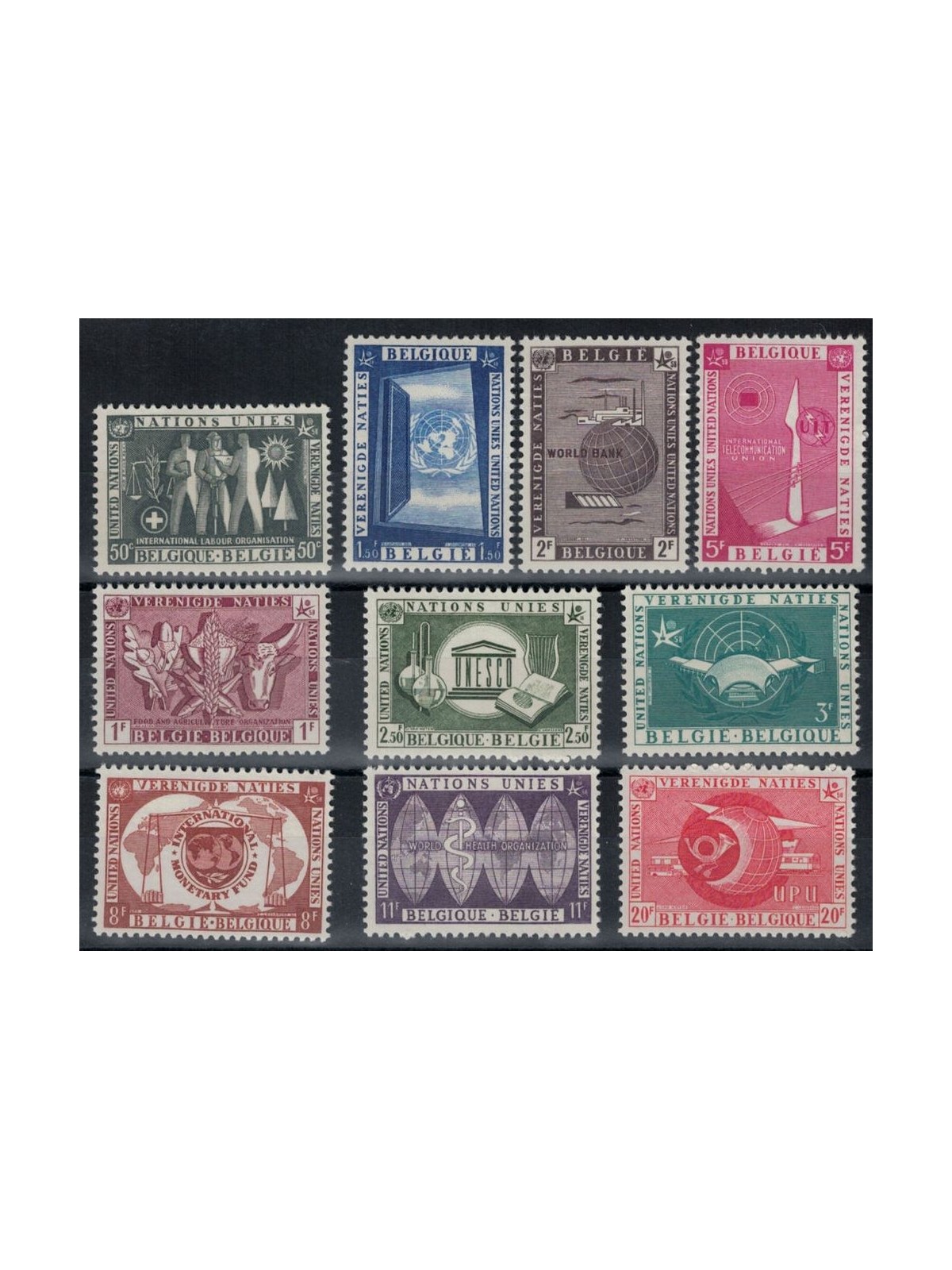 BELGIUM 1958 UN, Expo Brussels 10v MNH**