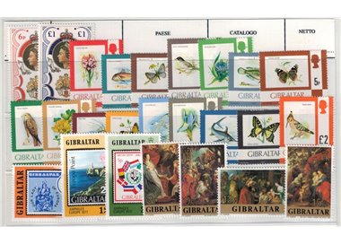 GIBRALTAR 1977 Complete year no s/s 25v MNH**