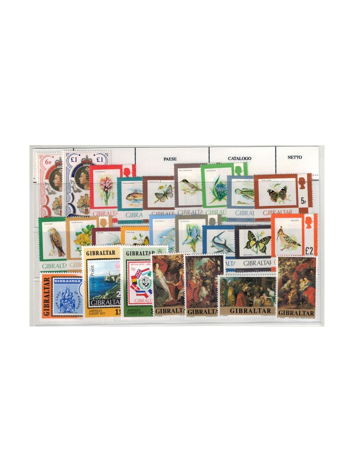 GIBRALTAR 1977 Complete year no s/s 25v MNH**