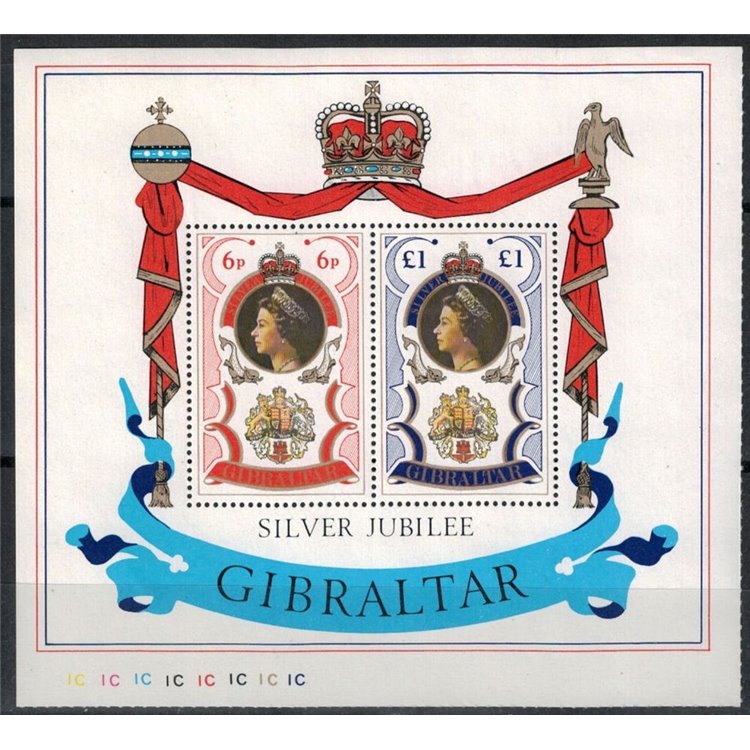GIBILTERRA 1977 25° anniversario del regno di Elisabetta II 1 BF MNH**