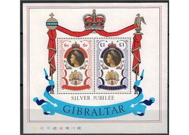 GIBILTERRA 1977 25° anniversario del regno di Elisabetta II 1 BF MNH**