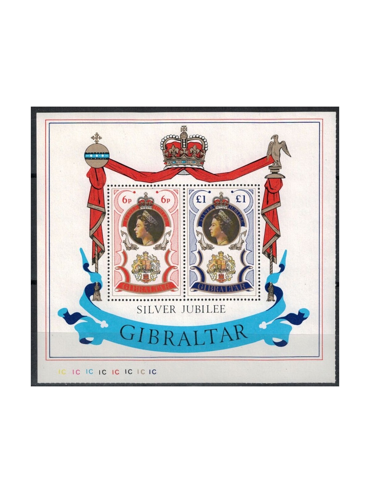 GIBRALTAR 1977 25th anniversary of the reign of Elizabeth II 1 s/s MNH**